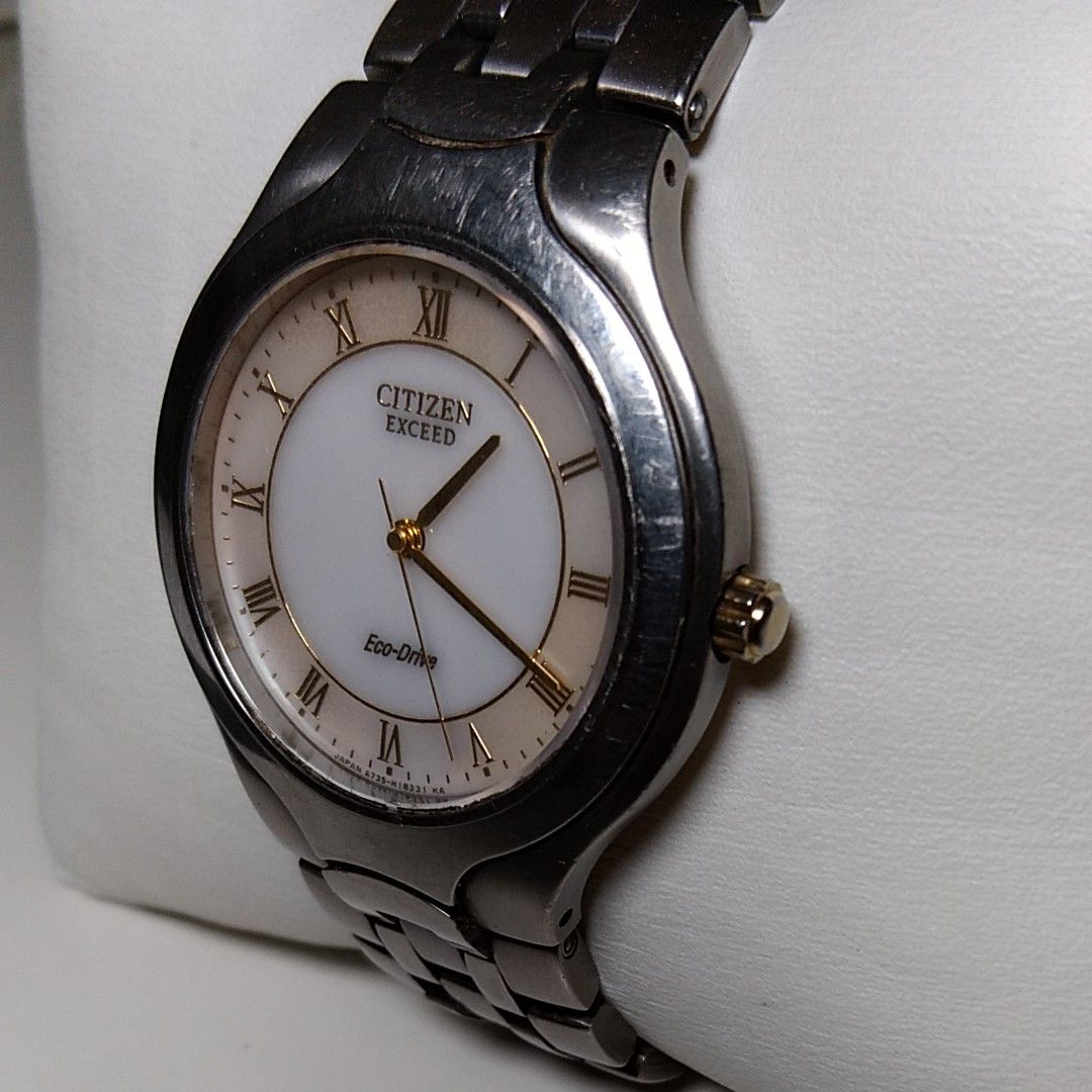 【ジャンク品・年差時計】CITIZEN シチズン チタン製 エクシード エコドライブ腕時計 A735-H10490