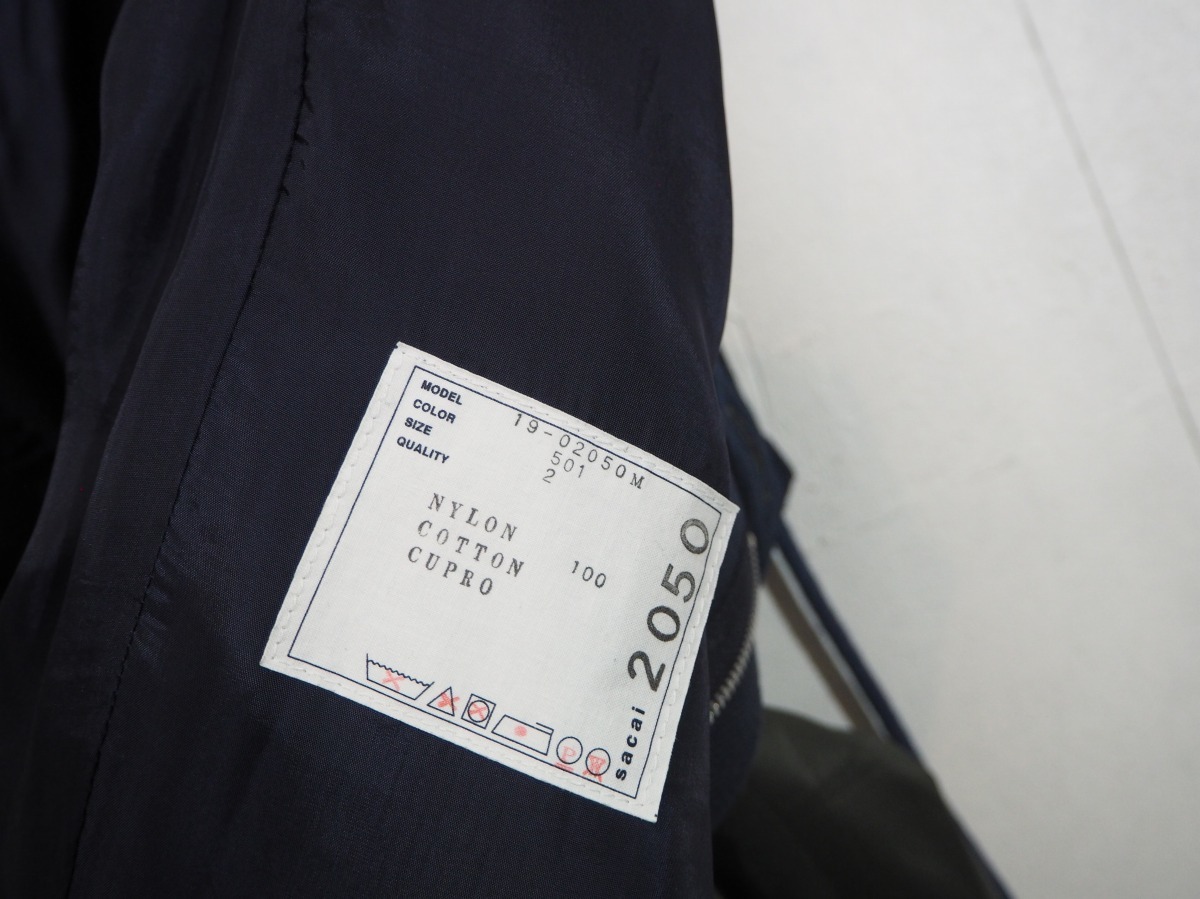 美品19AW sacai サカイ NYLON PANTS ナイロン イージー パンツ ベロア 切り替え 19-02050M カーキ806M