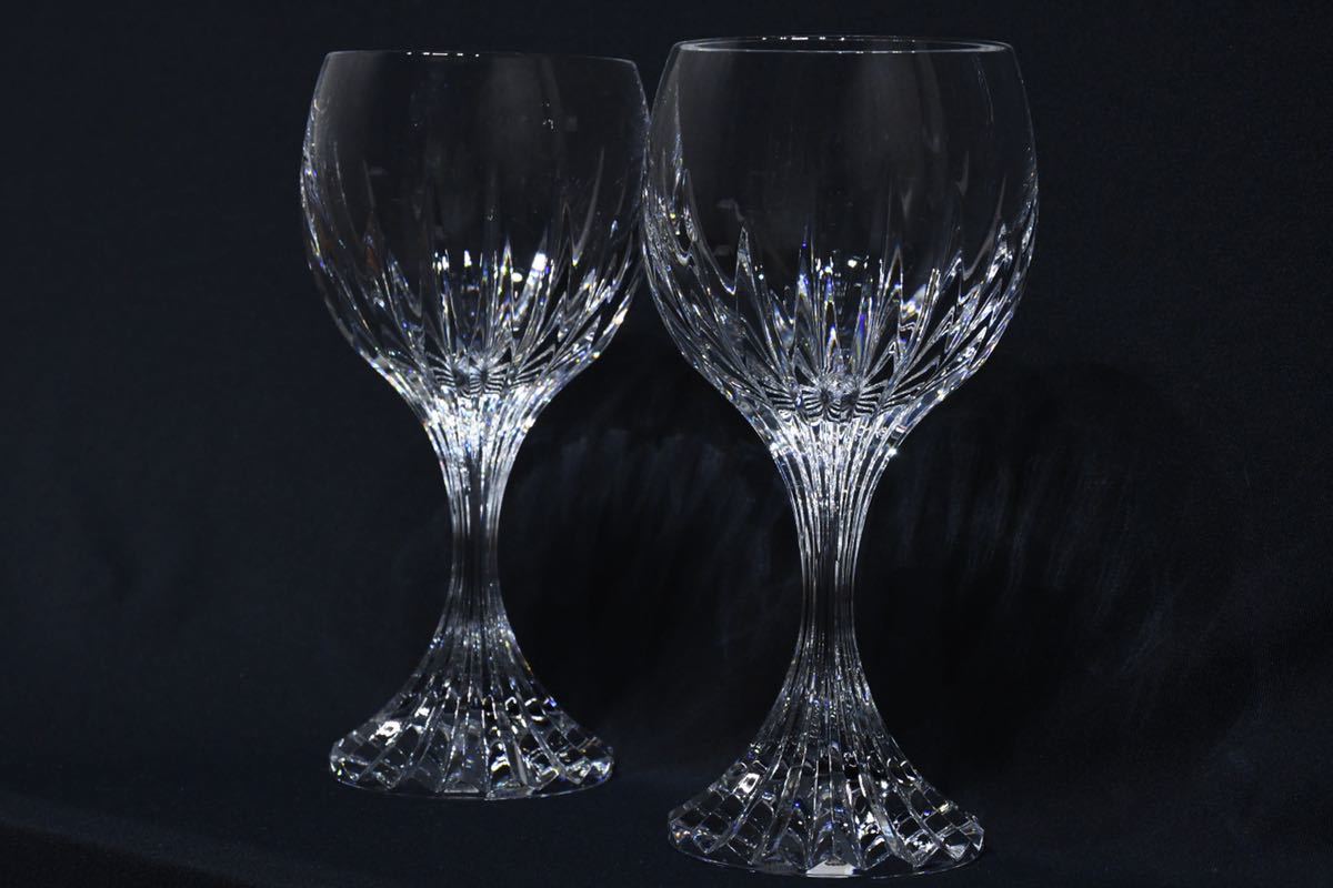 BLK104 美品 Baccarat バカラ マッセナ クリスタル ワイングラス 1344-103 ペア 2客セット 高さ16.3cm 200ml 検) アンティーク ペアグラス_画像3