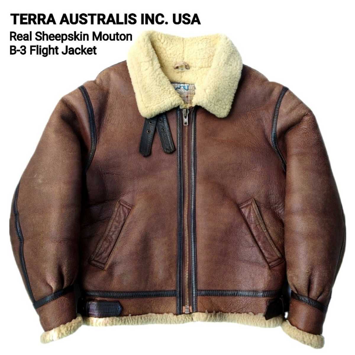 定価約11万円 TERRA AUSTRALIS テラアウストラリス 国内正規品 最高級リアルシープスキンムートンB-3フライトジャケット M 良品 TERRALAM