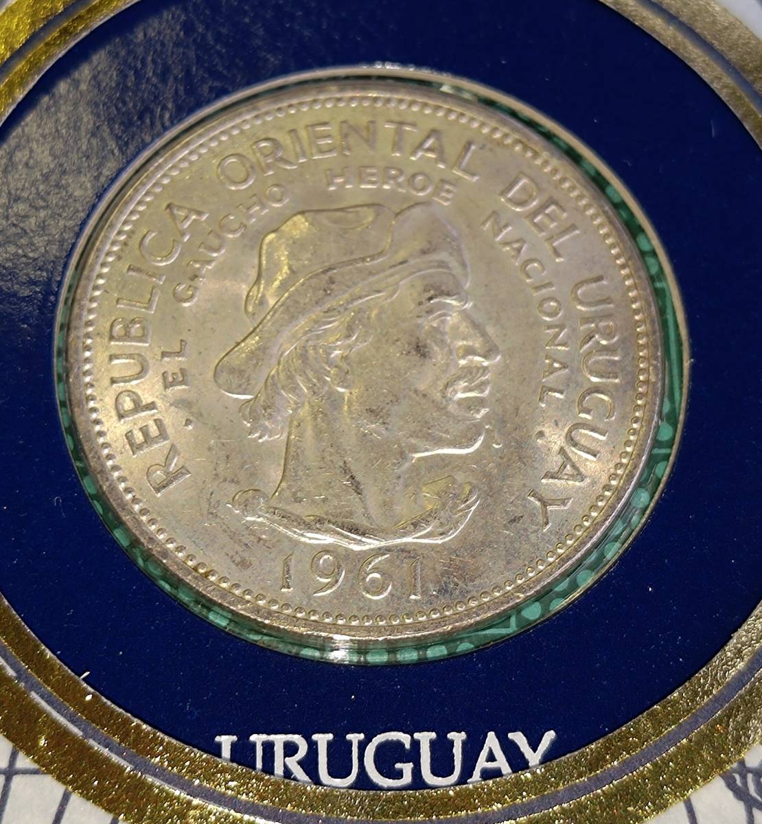 【1円スタート】ウルグアイ東方共和国 10ペソ銀貨 フランクリンミント社 世界の偉大な歴史的銀貨コレクション 1961年の画像3