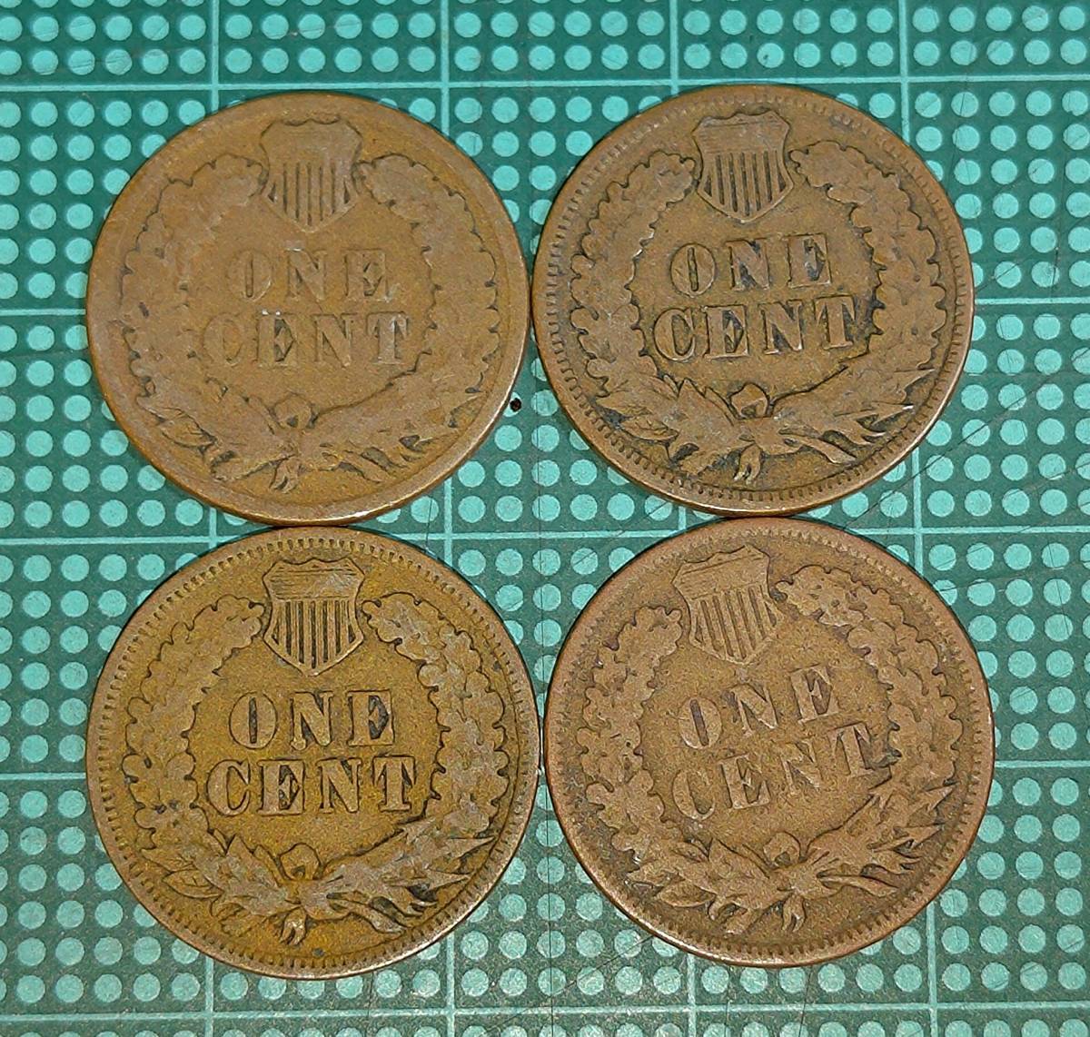 【1円スタート】アメリカ合衆国 旧1セント硬貨 One Cents 米国 古銭 インディアンヘッド コンチョ おまとめ 1887年 1903年 1904年の画像2