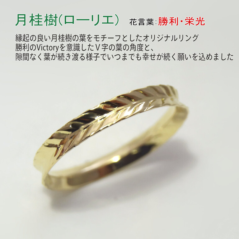 リング レディース 18金 月桂樹 ローリエ デザイン 指輪 K18 ゴールド YG_画像2
