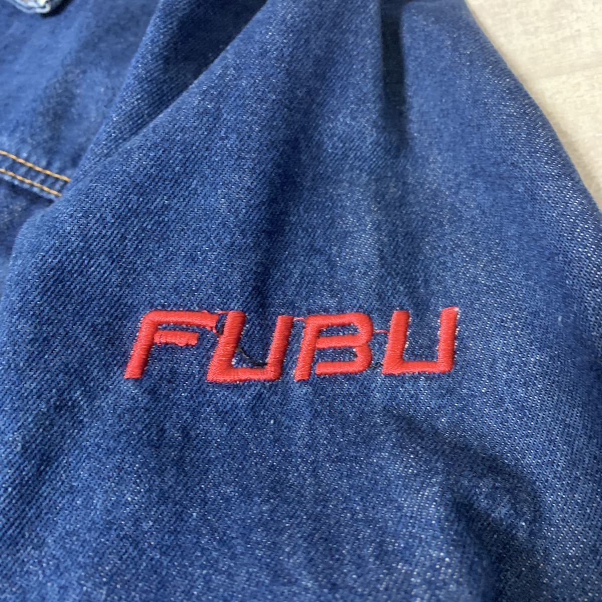 バック刺繍】90s FUBU JEANS ロング丈 デニム ジャケット フブ