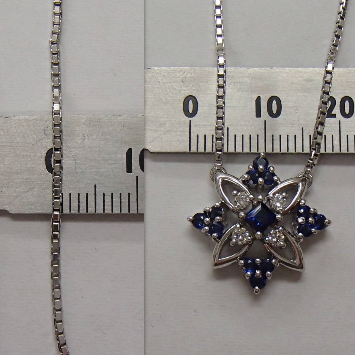 41cm~46cm Pt900 Pola la vi doll sapphire 0.79ct diamond 0.13cm POLA sapphire diamond necklace 