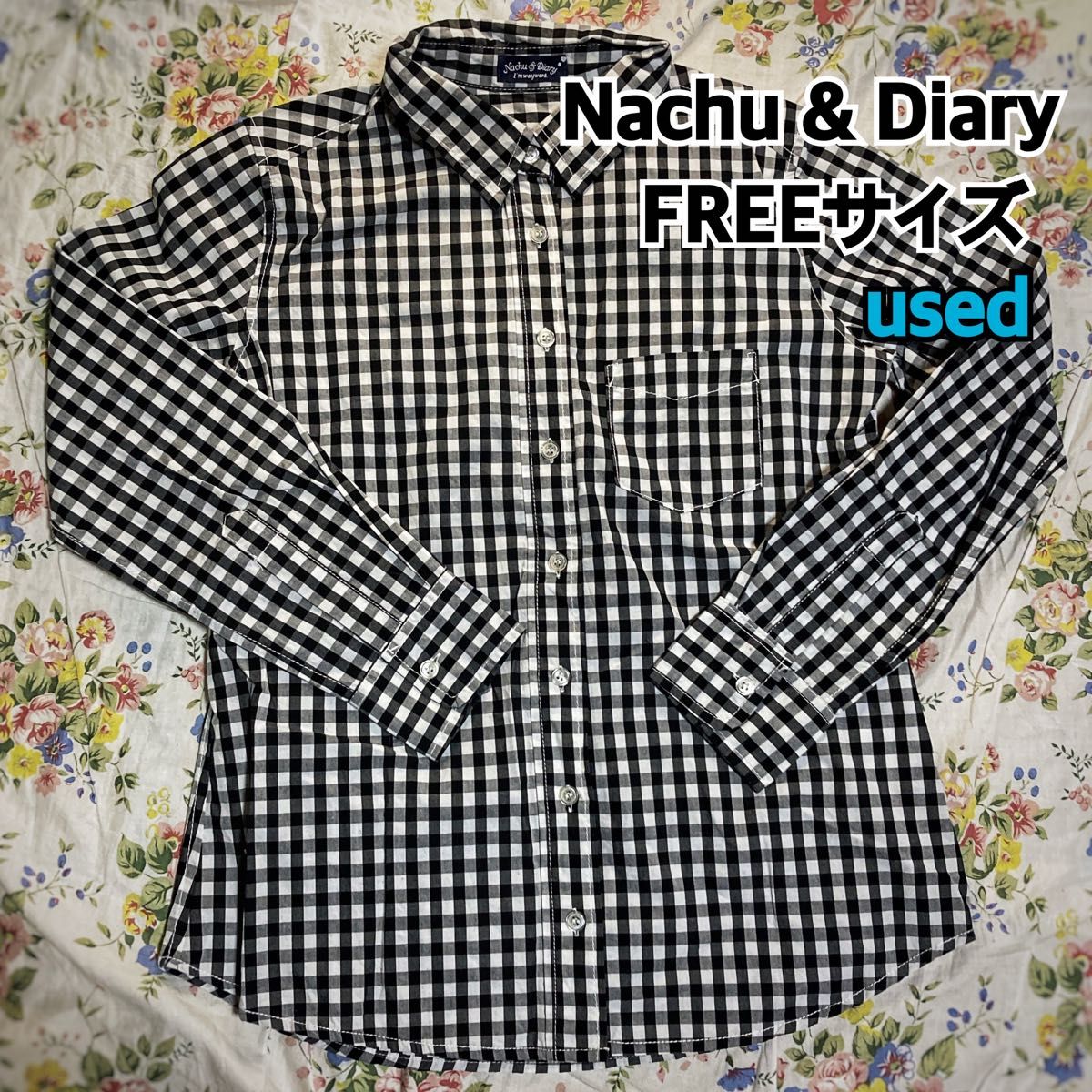 Nachu & Diary ナチュアンドダイアリー　チェックシャツ　長袖　黒 長袖シャツ ギンガムチェックシャツ