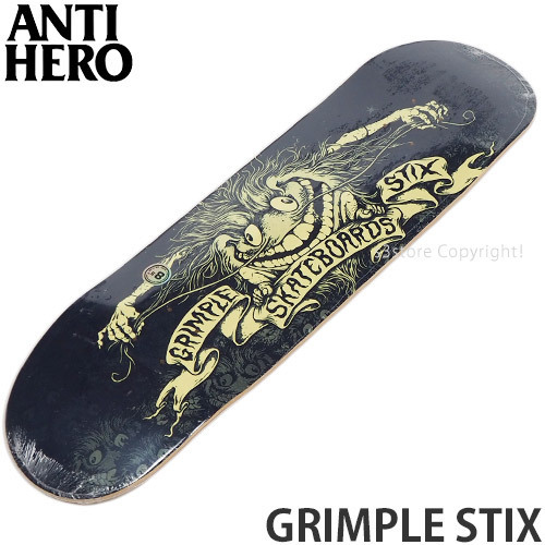 1円～ ANTIHERO GRIMPLE STIX 8.5 アンタイヒーロー グリンプル スティック デッキ スケートボード ストリート SKATEBOARD [同梱不可]の画像1