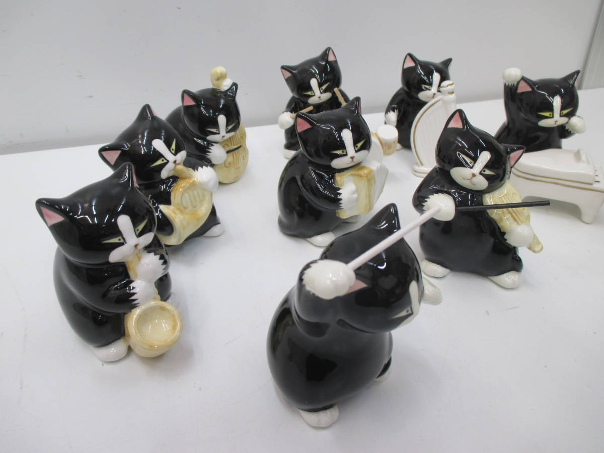 黒猫楽団 11匹編成＋1匹 ハーモニーキャツセブンコーポレーション 陶器 