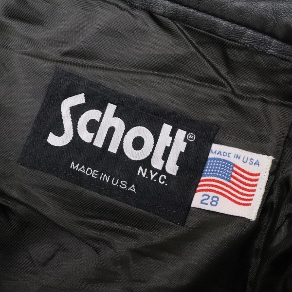 USA製◆Schott ショット 600 レザー バイカー パンツ 黒 ブラック 28_画像6