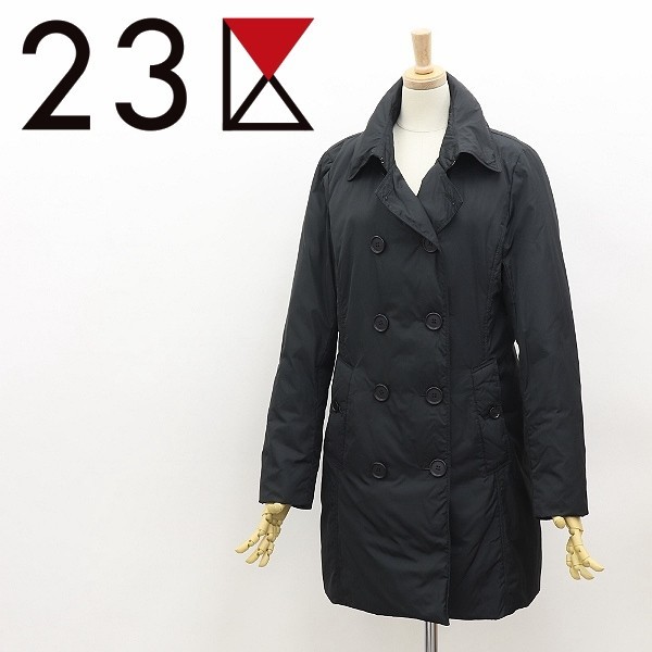 ◆23区 ダブル ダウン コート 黒 ブラック 38