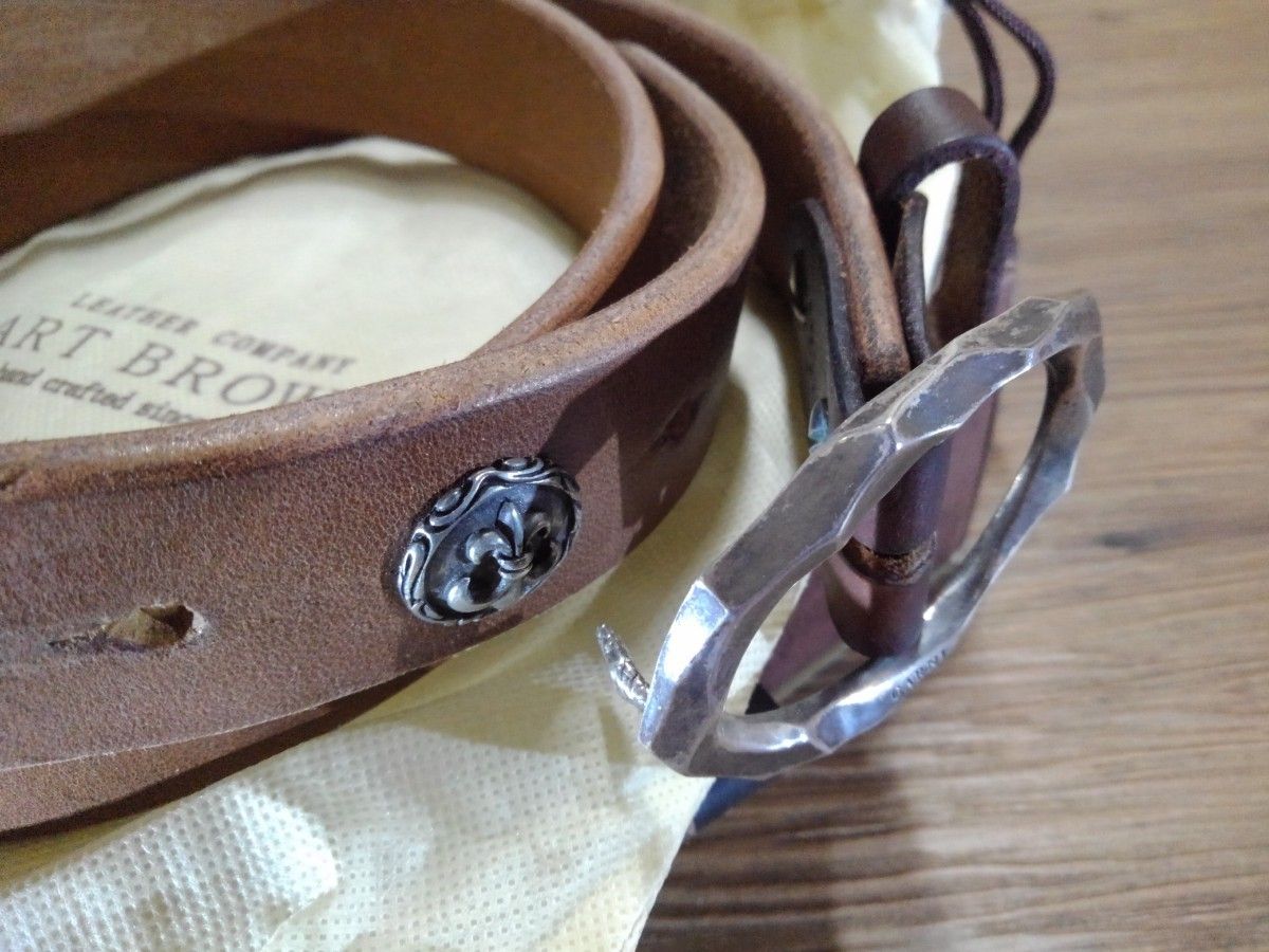 GARNIシルバーバックル ART BROWN UKサドルレザーベルト ガルニ GARNIシルバーバックル ART BROWN UKサドルレザーベルト ガルニ