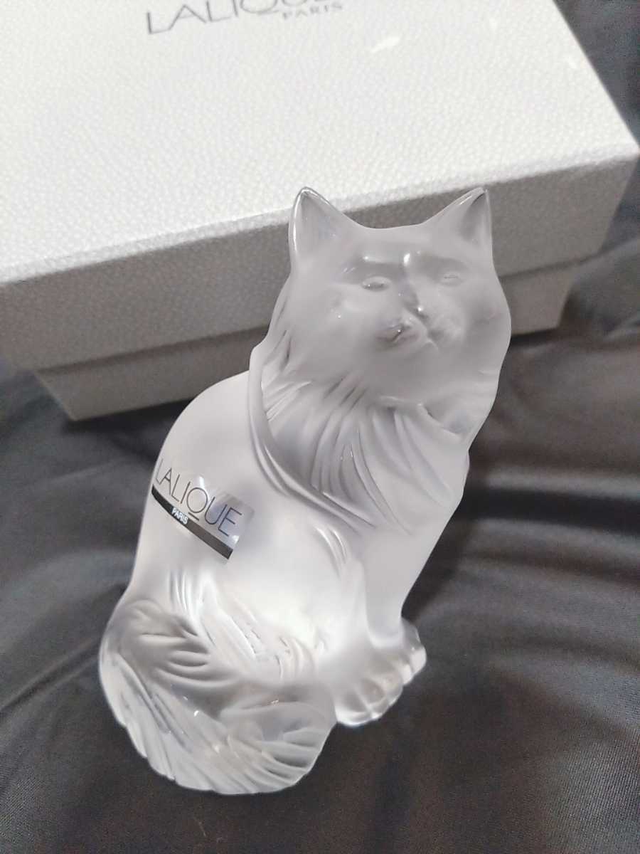 LALIQUE ラリック ネコ クリスタル 置物 ペーパーウェイト 猫の置物 FRANCE