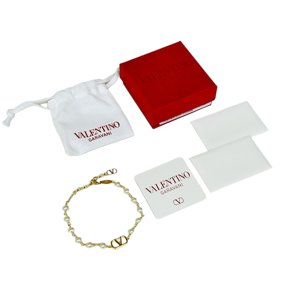 新品 VALENTINO Vロゴ シグネチャー パールビーズ ブレスレット