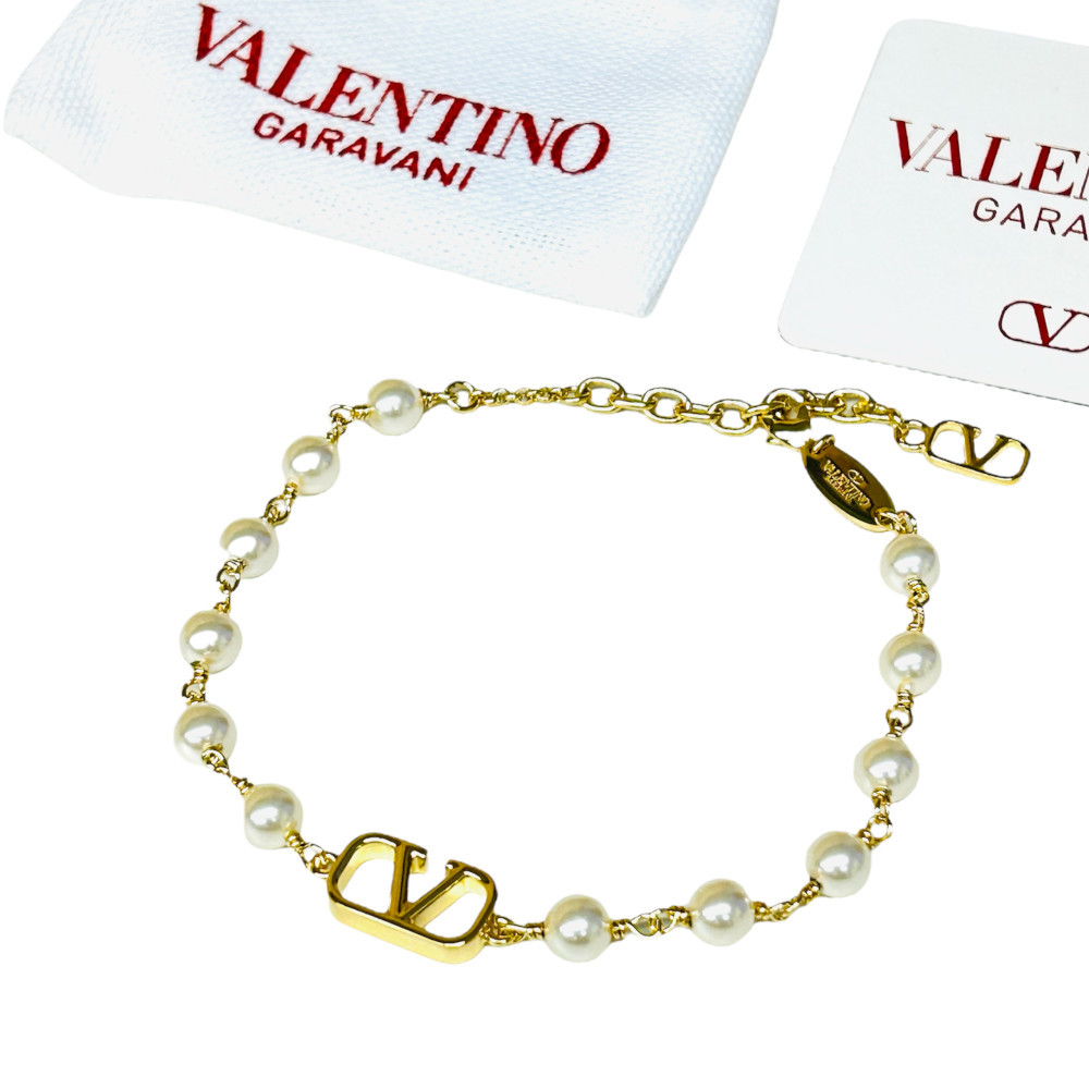 新品 VALENTINO Vロゴ シグネチャー パールビーズ ブレスレット