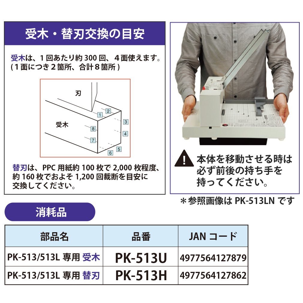 プラス断裁機　PK513L　PK513　替え刃　替刃　PK513H　26-129 PK-513H PK-513L PK-513_画像3