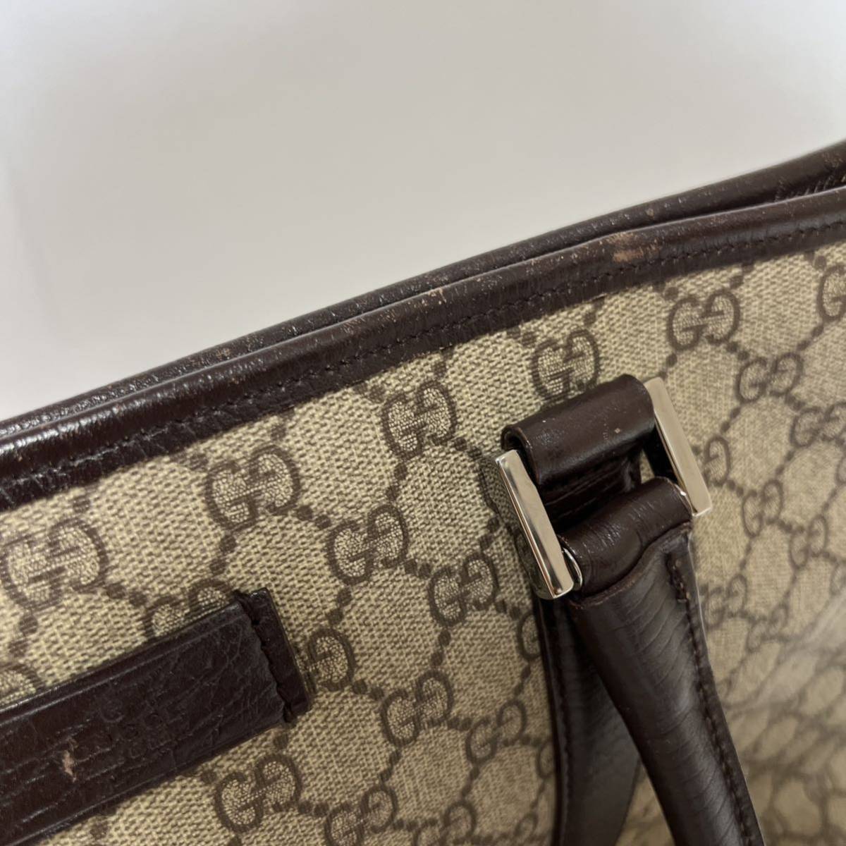 GUCCI グッチ トートバッグ GGスプリーム キャンバス レザー 114288 ベージュ 中古