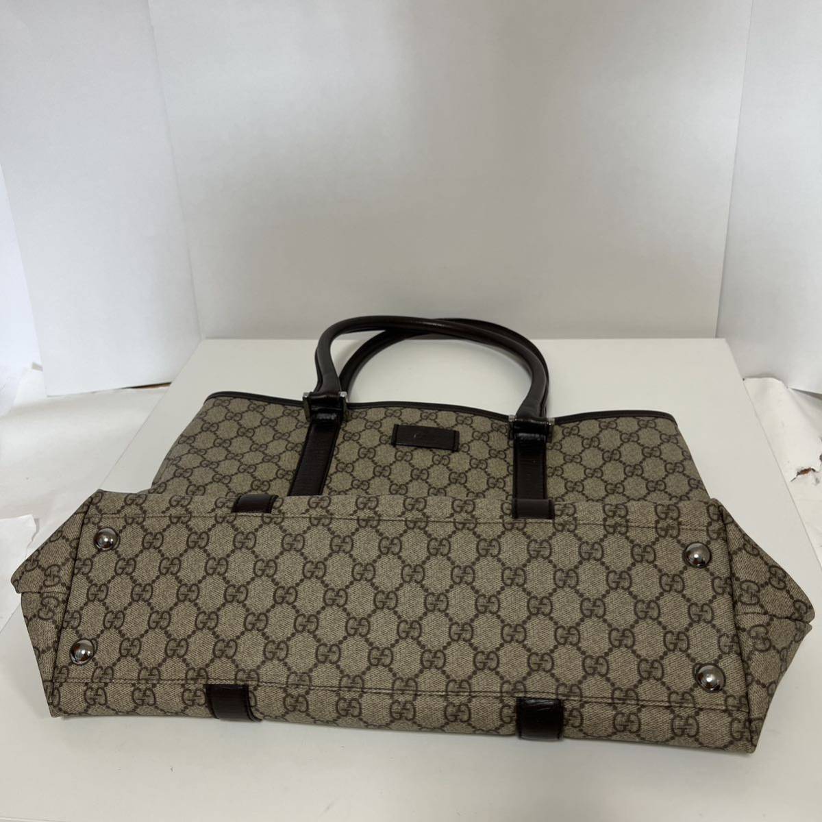 GUCCI グッチ トートバッグ GGスプリーム キャンバス レザー 114288 ベージュ 中古