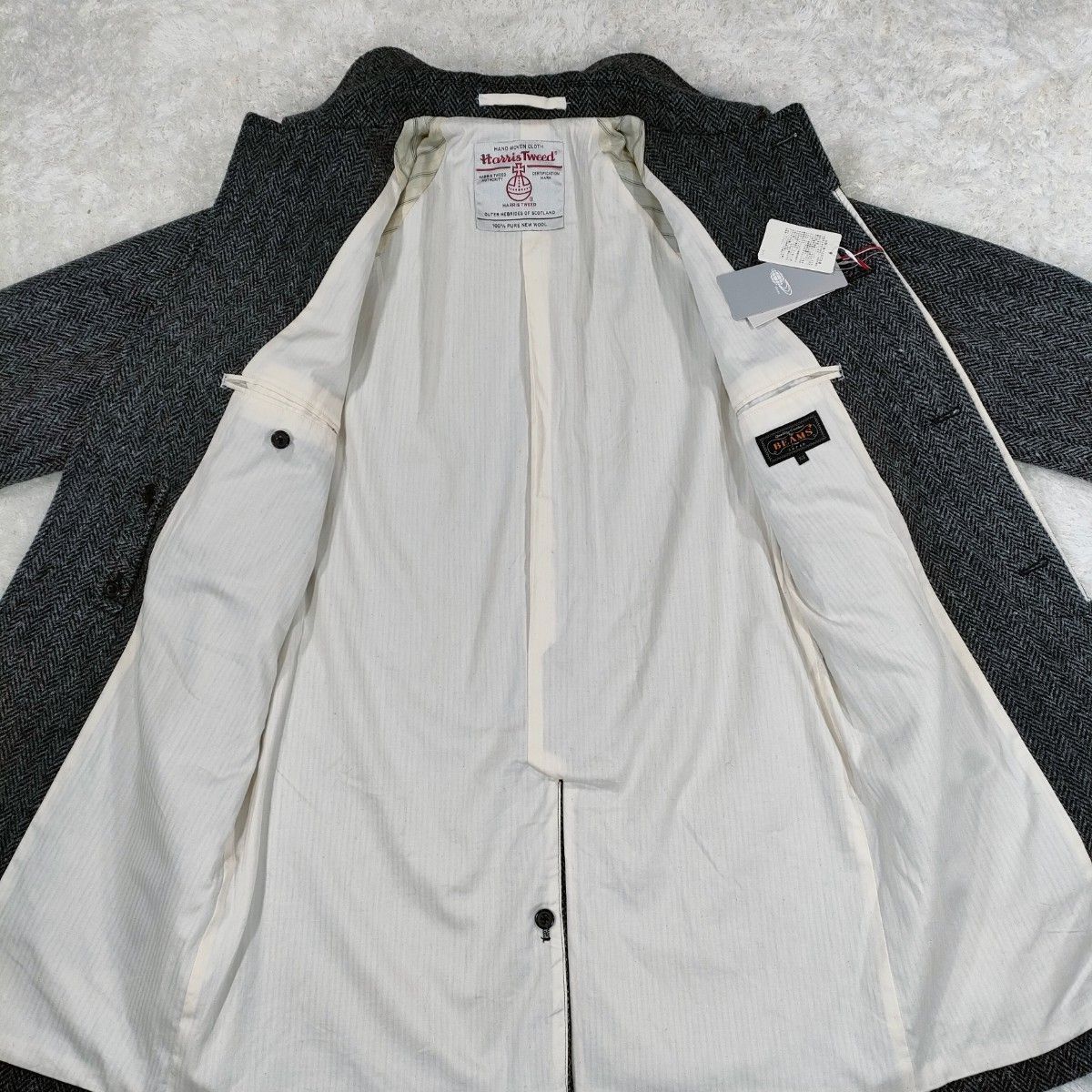 新品希少サイズXS】BEAMS+ HARRIS TWEEDヘリンボーンステンカラー
