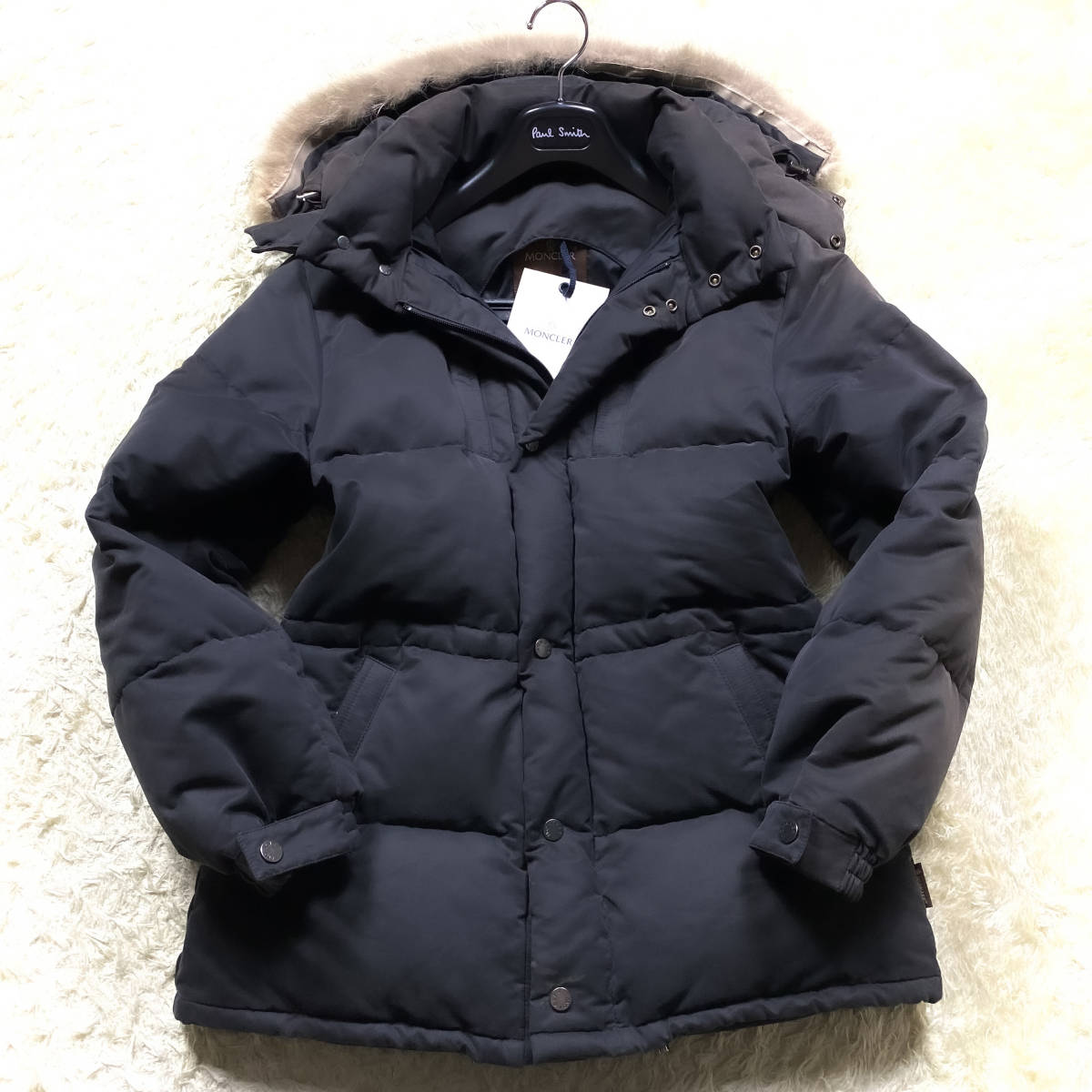 良品☆モンクレール・フード ファー付 ダウンコート(00)茶タグ-