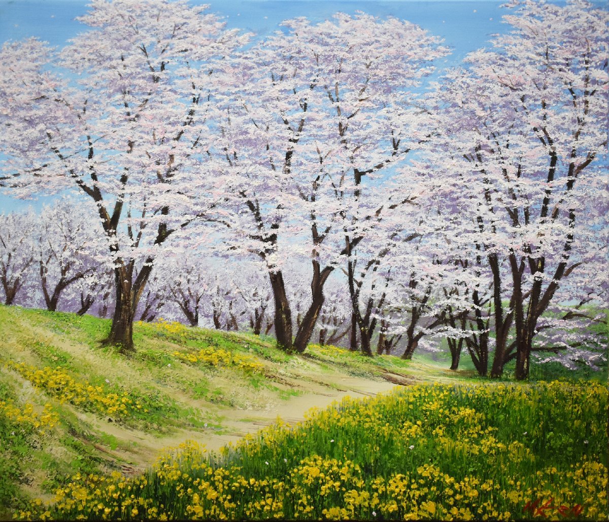 最新品即納人気洋画家作品　　　森田健一　　10号　　「春移ろいの森」 自然、風景画
