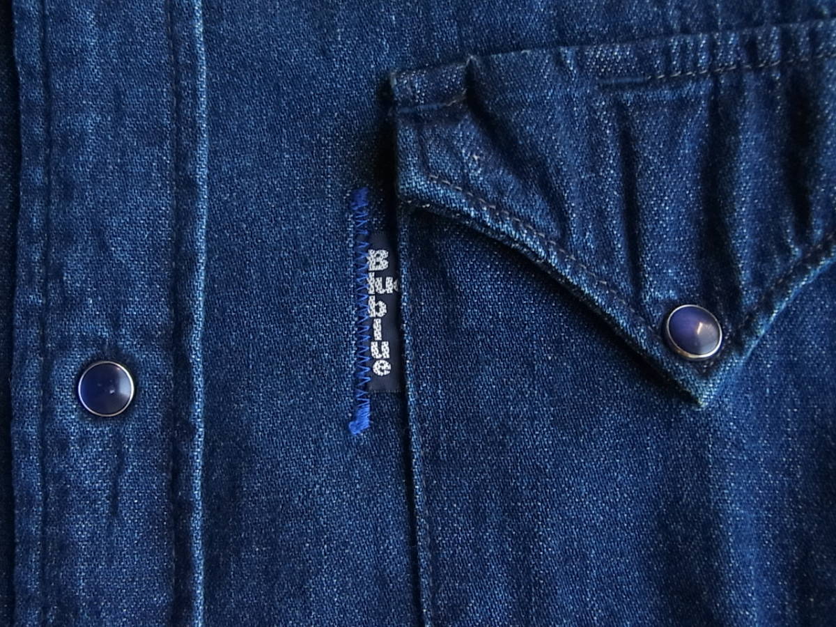  Hollywood Ranch Market BLUE BLUEb lube Roo . color Right on s Denim western shirt size 2/M made in Japan 