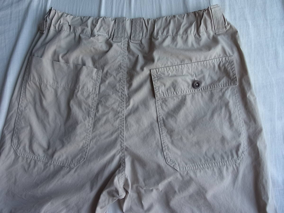 M H L, Margaret Howell 1 pleat waist car - ring wide Silhouette cotton pants size M.. beige group 