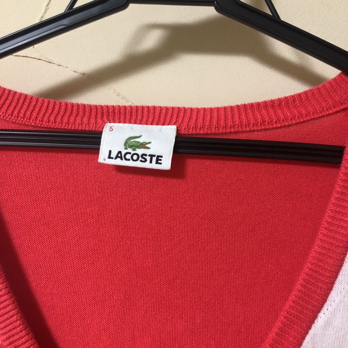 ラコステ　LACOSTE アーガイル柄綿長袖ニット　メンズ　Vネックセーター _画像2