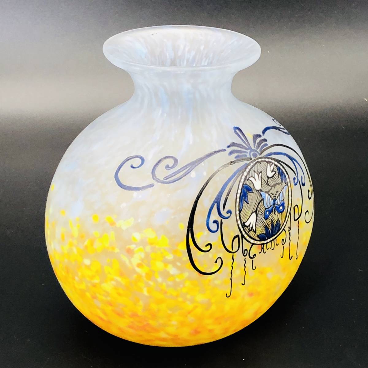 アールヌーボー】ルグラ ( Legras ) 花瓶 エナメル カメオガラス 