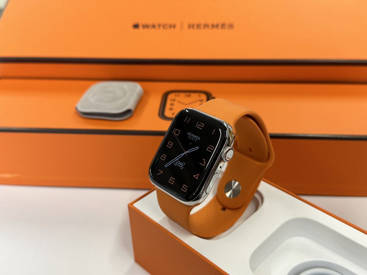 ☆即決 美品 Apple watch エルメス シリーズ5 アップルウォッチ HERMES Series5 44mm 心電図 ステンレス  GPS+Cellular 036