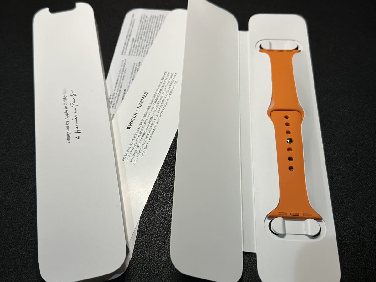 即決 ほぼ未使用 Apple Watch HERMES Series7 オレンジ スポーツバンド 