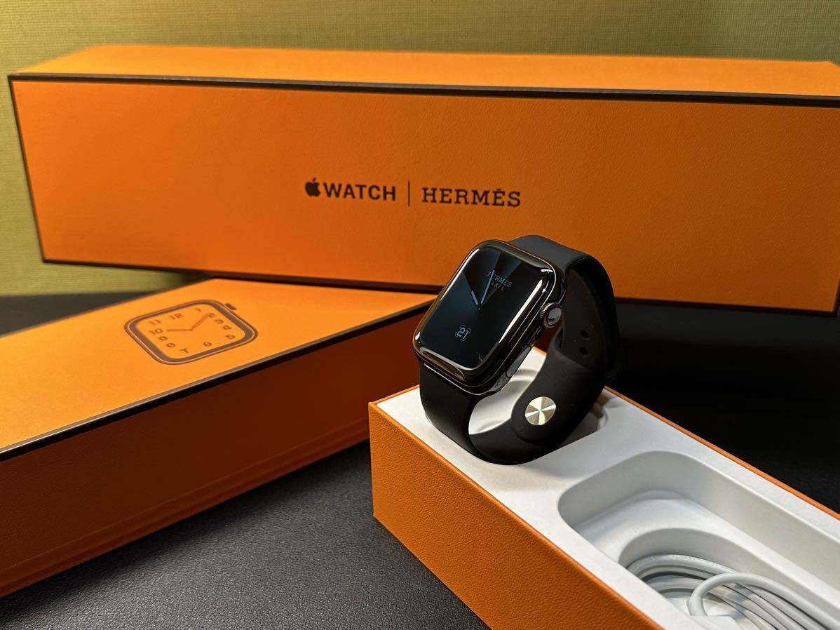 即決 美品 Apple Watch series5 HERMES 44mm ブラック ステンレス 本体