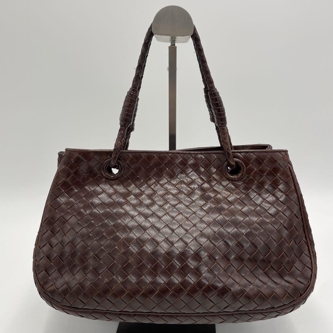 希少美品 BOTTEGA VENETA イントレチャート レザー ハンドバッグ ボッテガヴェネタ レザー ブラウン 茶色 トート ショルダー 肩掛け