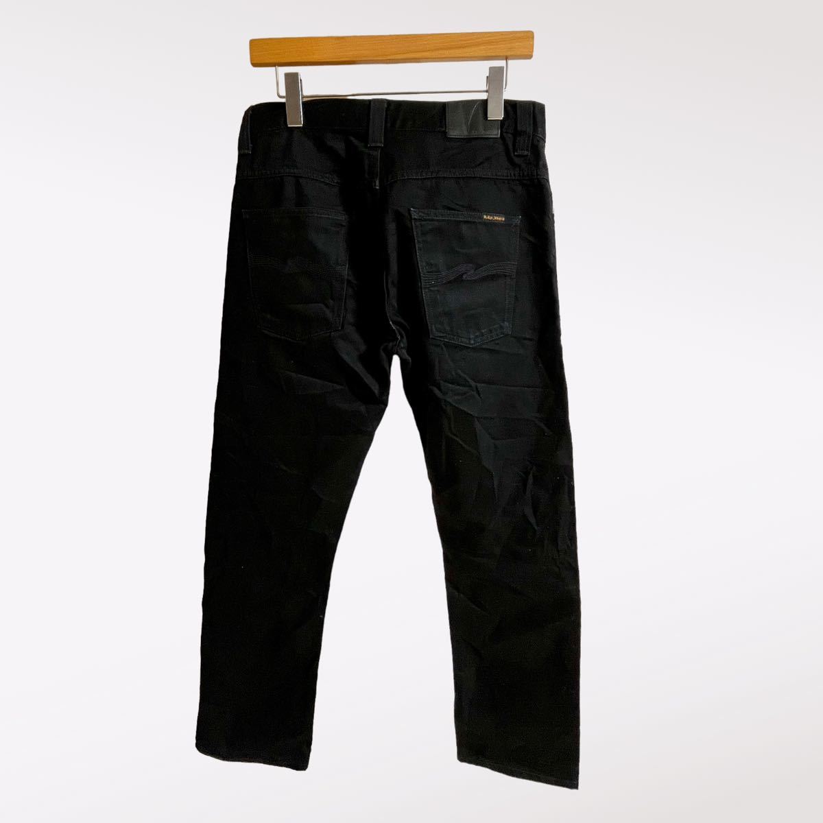 NudieJeans ヌーディージーンズ HANK REY（ハンク レイ）レギュラーストレート ブラック デニムW32 黒 ORG DRY BLACK_画像2