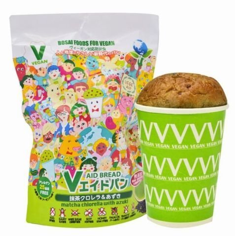 *送料無料*【ヴィーガン対応食品 Vエイドパン 抹茶クロレラ＆あずき】防災パン 賞味期限5年 30個入 ビーガン vegan 保存食/非常食