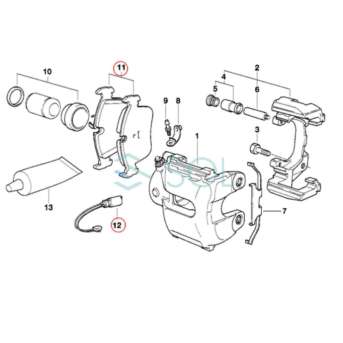 BMW E46 フロント ブレーキパッド左右 ＋ パッドセンサー1本 セット 330i 330xi 330Ci M3 34356751311 34116779652 34113404362_画像4