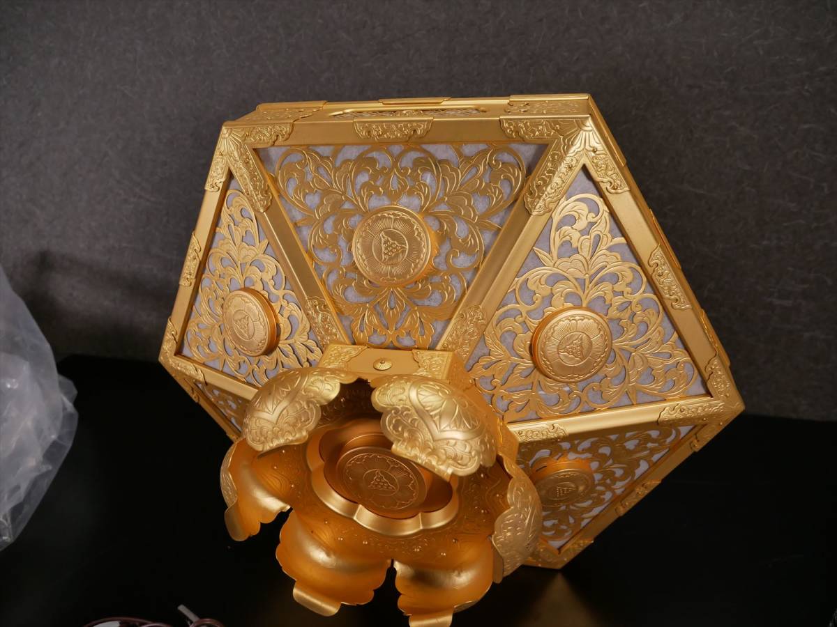 未使用長期保管品 本金消メッキ 六角型菱灯籠 寺院用 仏具( 未使用長期保管品 本金消メッキ 六角型菱灯籠 寺院用 仏具(