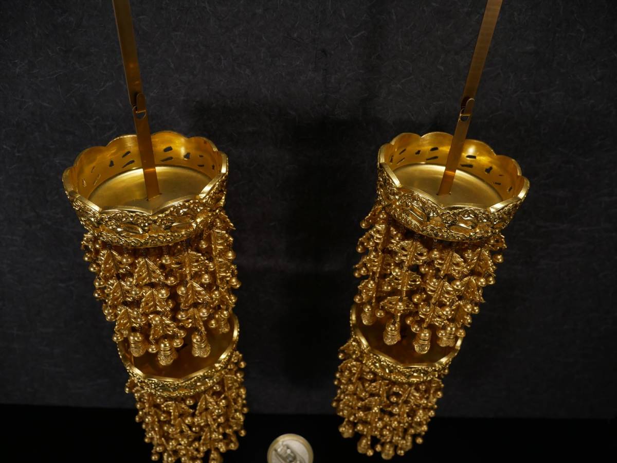 収集品の瓔珞 2重7段10下り 本金箔 状態良好 国産 仏具(E-1 収集品の瓔珞 2重7段10下り 本金箔 状態良好 国産 仏具(E-1