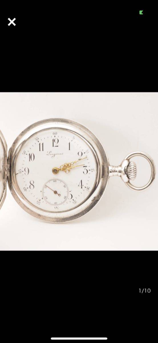 銀無垢 ロンジン スモールセコンド 0.900刻 印 LONGINES 1889 アンティーク 手巻きハンターケース 懐中時計[9819081AK8の画像1