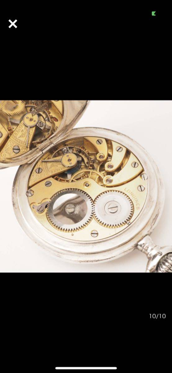 銀無垢 ロンジン スモールセコンド 0.900刻 印 LONGINES 1889 アンティーク 手巻きハンターケース 懐中時計[9819081AK8の画像10