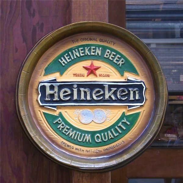 ハイネケン樽底壁掛け看板 Heineken アメリカン雑貨 アメリカ雑貨 ガレージ雑貨 バー用品　リカー 酒_画像1