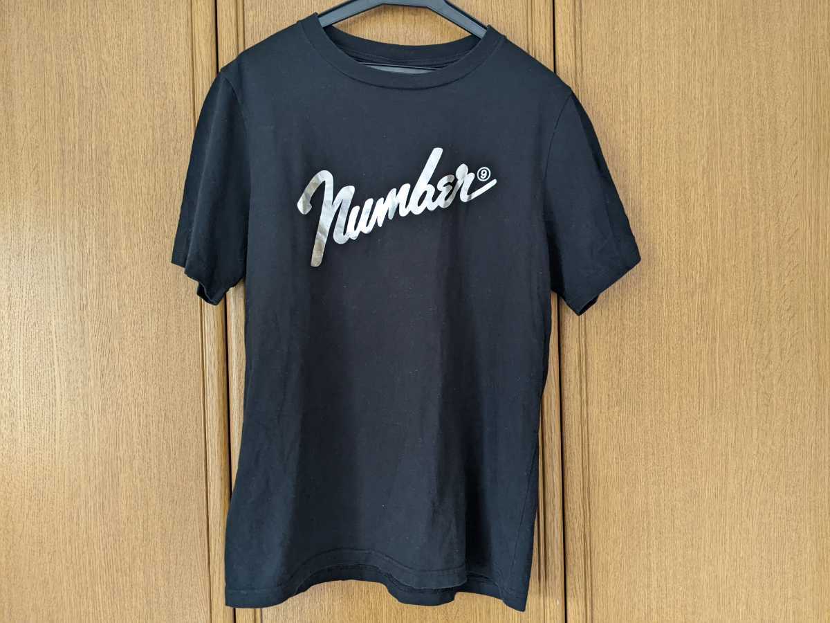 NUMBER(N)INE 半袖Tシャツ フェンダーロゴ 黒色 ブラック 銀色