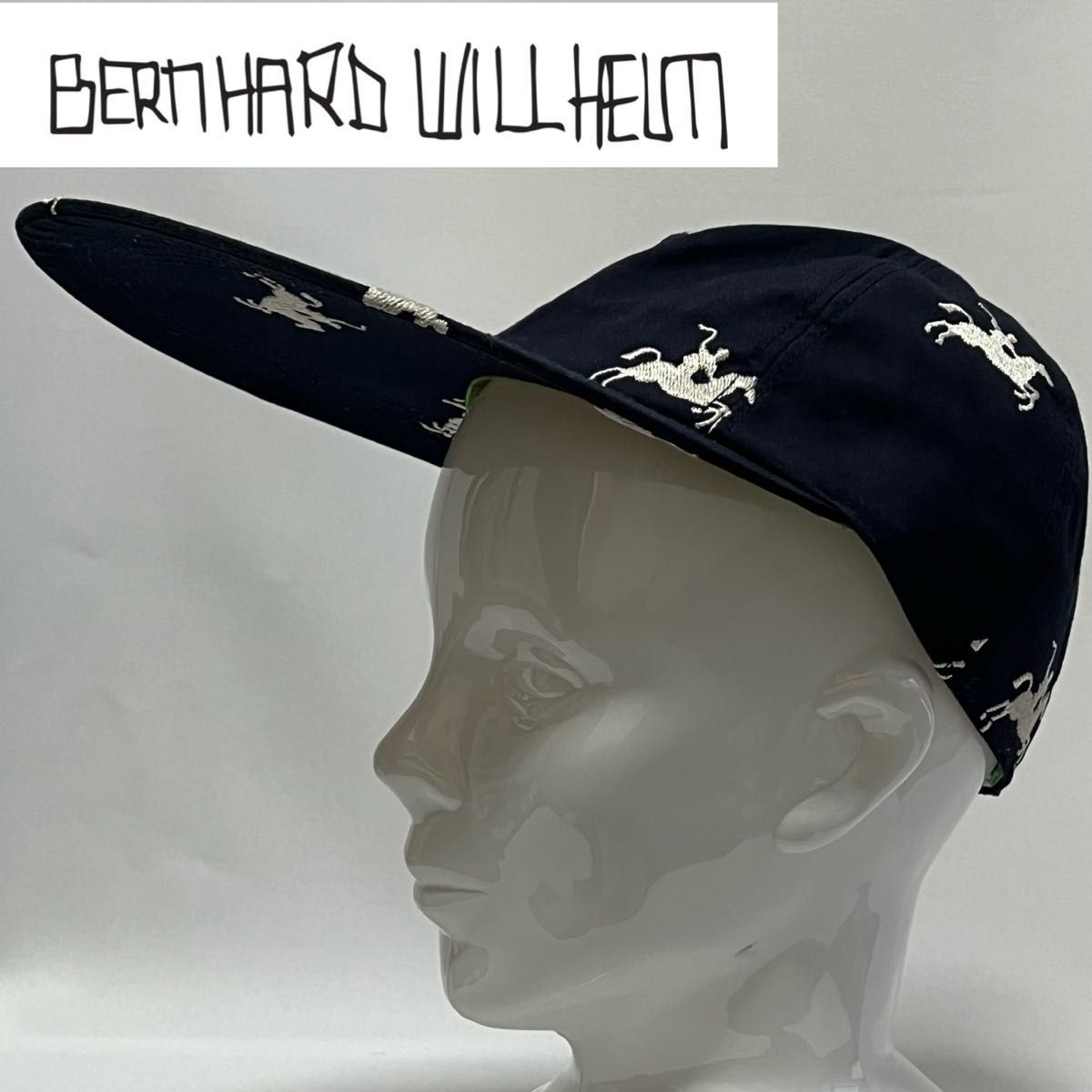 【新品】希少Bernhard Willhelm ベルンハルト ウィルヘルム(VIA BUS STOP製)総刺繍ロングブリムキャップ