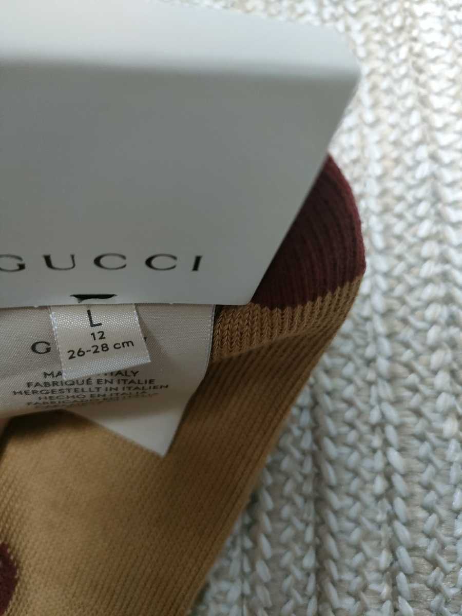 新品 GUCCI GG ロゴ 靴下 ソックス ブラウン バーガンディー メンズ L 国内正規品 グッチ_画像5