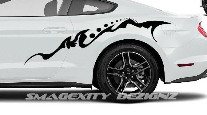 カスタム グラフィック デカール ステッカー 車体用 / フォード マスタング GT 2015-2020 / サイド カスタム トライバル ストライプ sD_画像2