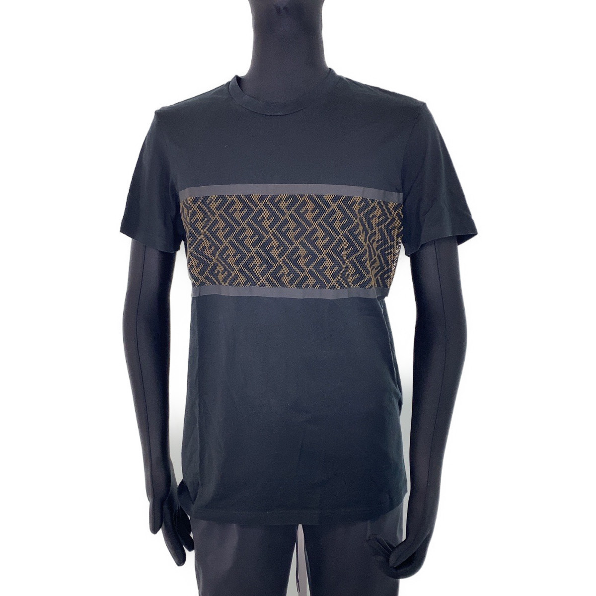 美品 FENDI フェンディ ズッカ柄 XXLサイズ ブラック コットン 半袖 T