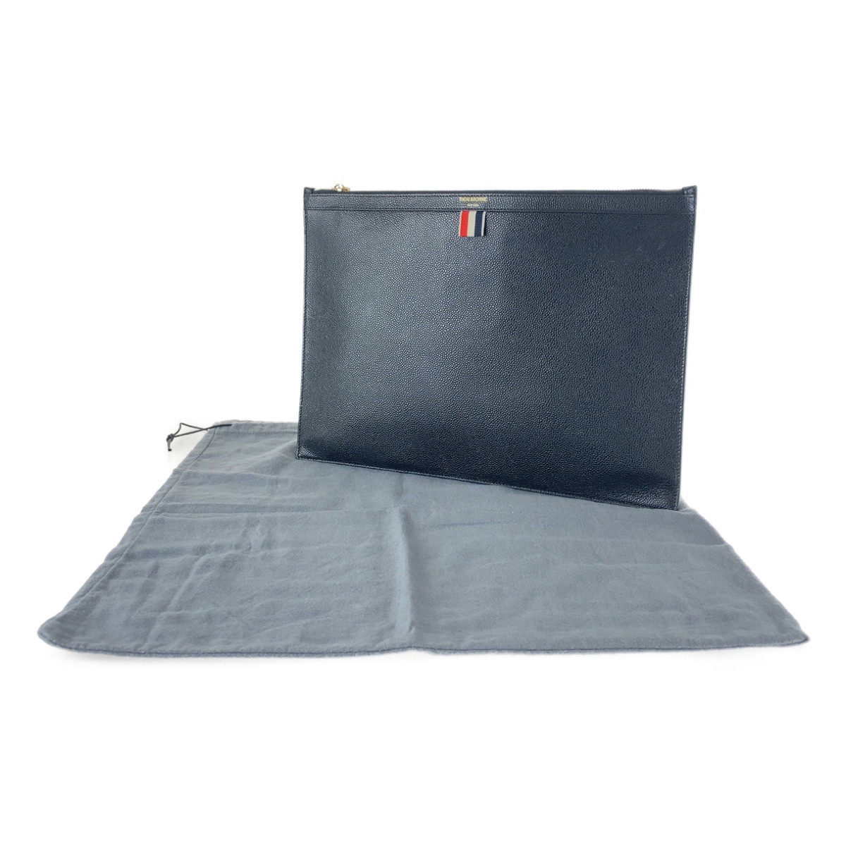 THOM BROWNE トムブラウン ブラック レザー セカンドバッグ クラッチ