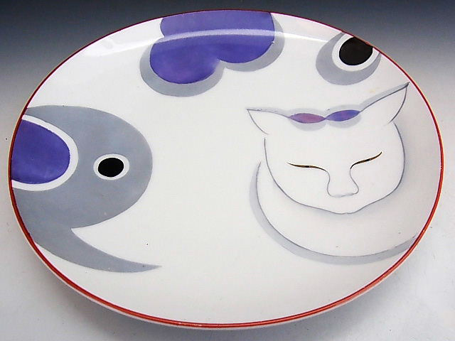 . goods elephant . circle seat . cat . plate * Old me Japanese huchen ( Nagoya made . place )