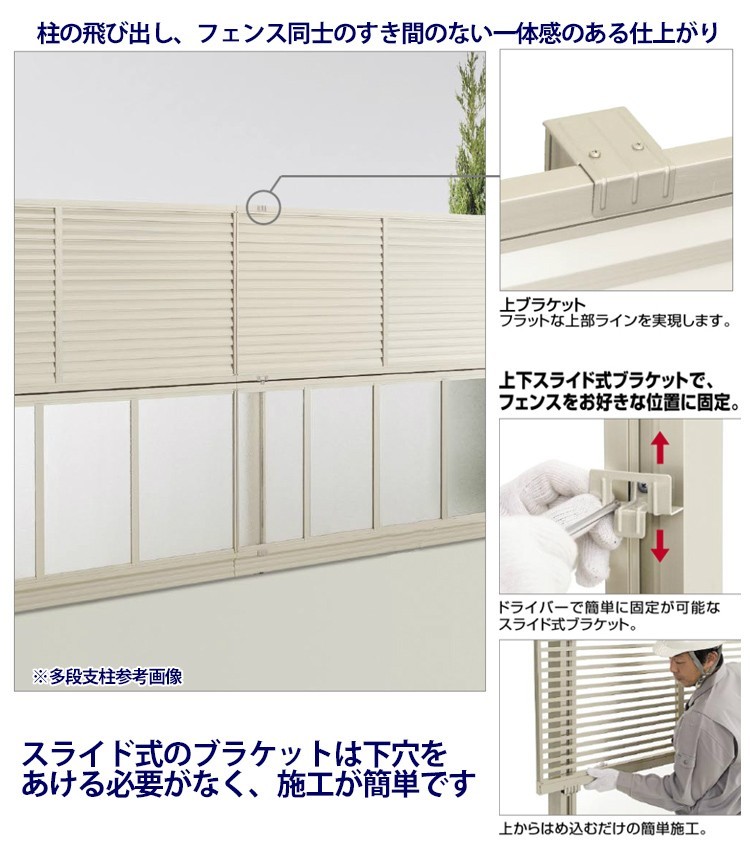 目隠し フェンス 外構 アルミ ルーバーフェンス フェンス高さ100cm 柱高さ180cm 基本セット 6