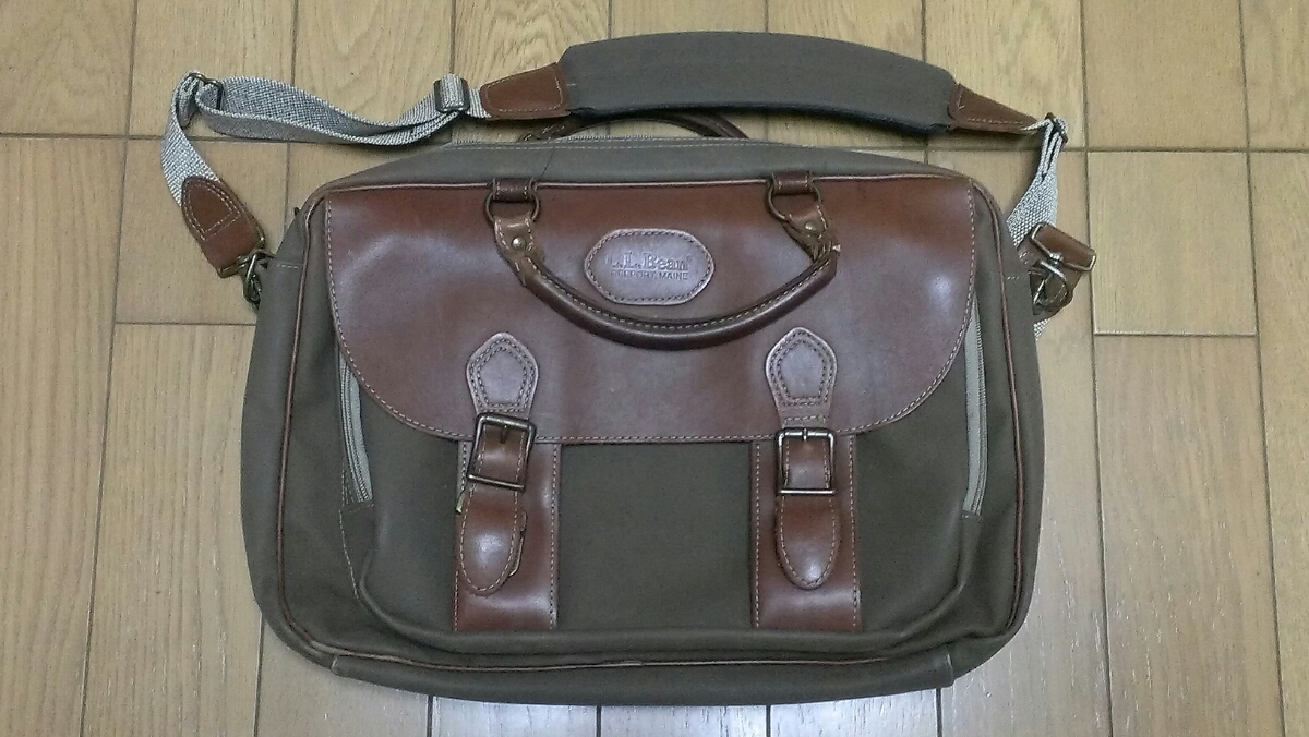 人気提案 オイルドレザー×オイルドコットン ショルダーバッグ ブリーフケース エルエルビーン L.L.Bean 80~90年代 ヴィンテージ レア old その他