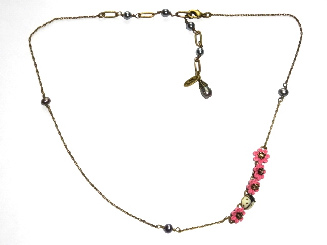 ● フランス レネレイド ネックレス 花 ピンク てんとう虫 パープル グレー Les Nereides 新品 オレンジ カラーストーン パリ 人気ブランド_画像2